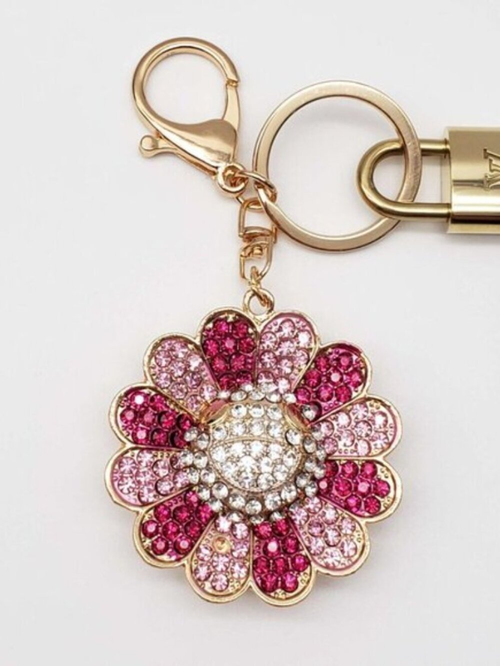 Louis Vuitton Gold Padlock 🔒 Key Set Authentic LV w/ Unbranded Flower Keychain - Picture 6 of 7
